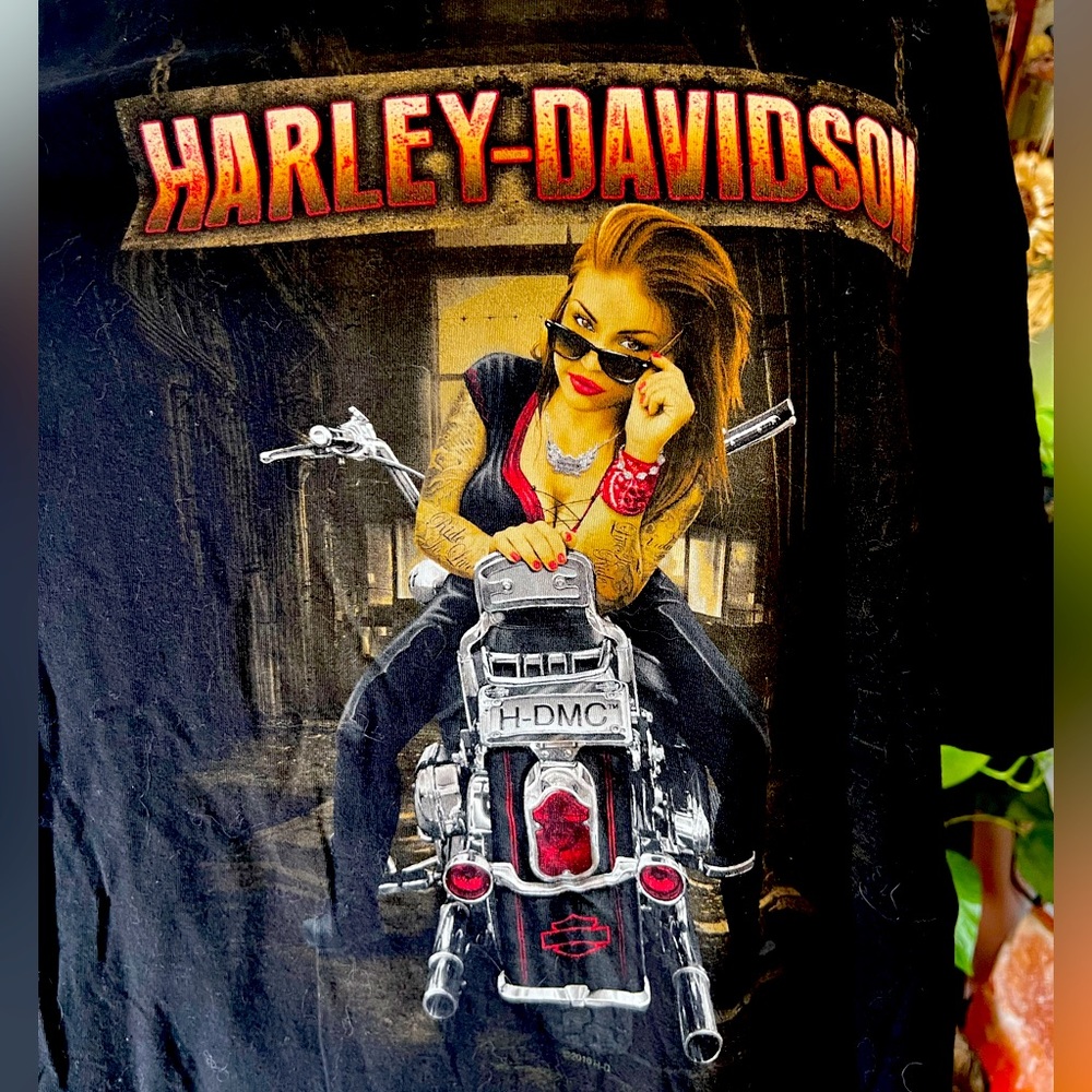 Harley Davidson California Top Rocker Canoga Hot Chick Skull T-Shirt Motorcycle